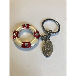 Princess Cruise Lines Red Enamel Key Chain Ring. Luxury Passenger Liner.